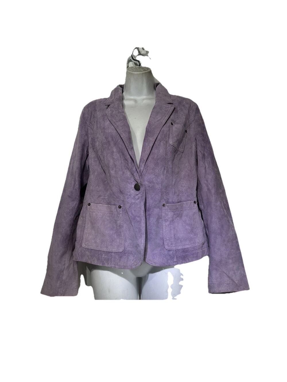 Isaac Mizrahi Target Womens Pastel Purple Suede Leather Boho Western Jacket L